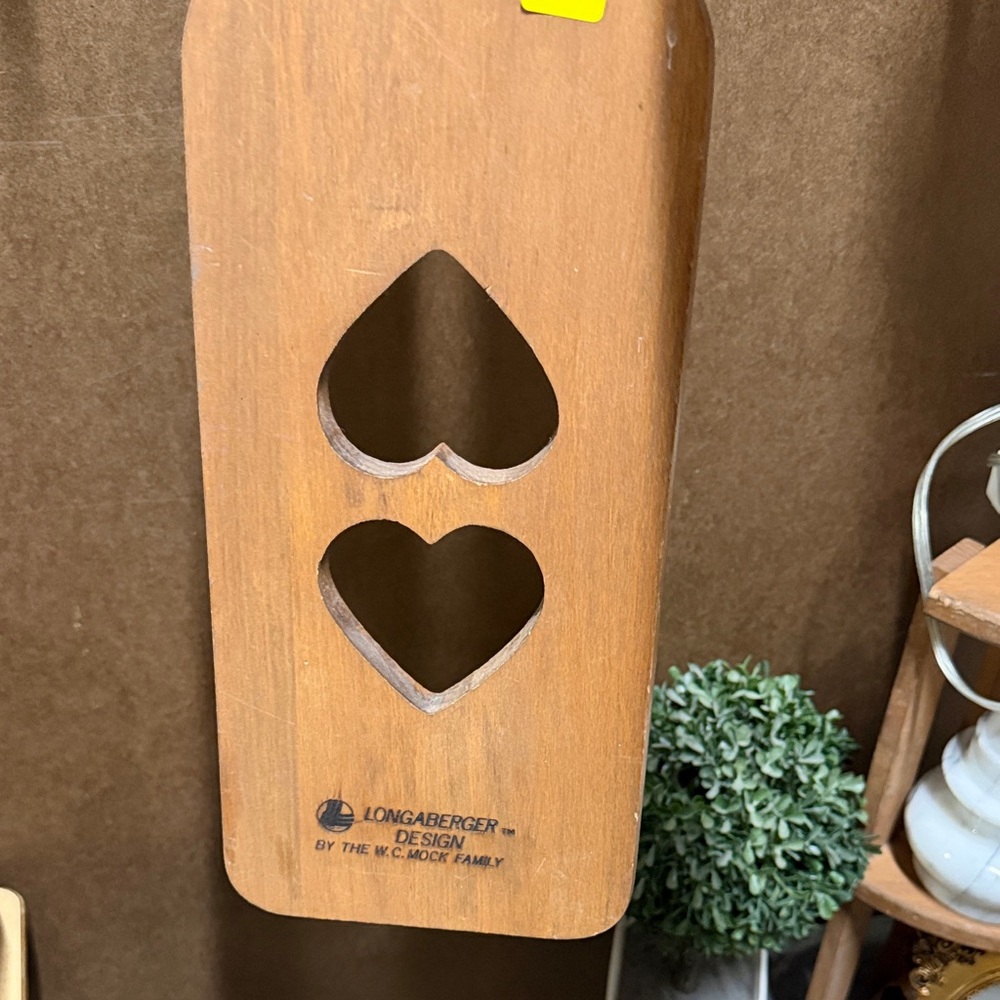 Longaberger Brown Wooden Heart and Spade Cutout